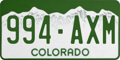 CO license plate 994AXM