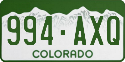 CO license plate 994AXQ