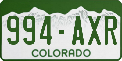 CO license plate 994AXR