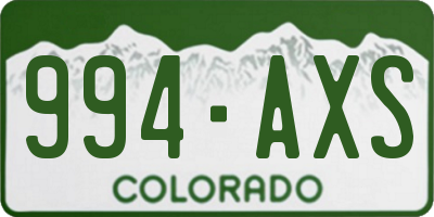 CO license plate 994AXS