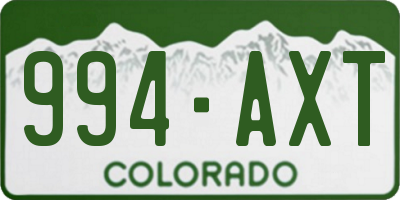 CO license plate 994AXT
