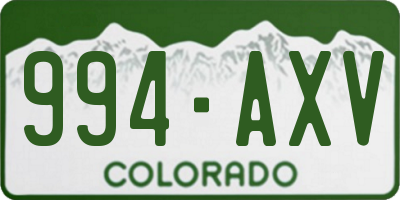 CO license plate 994AXV
