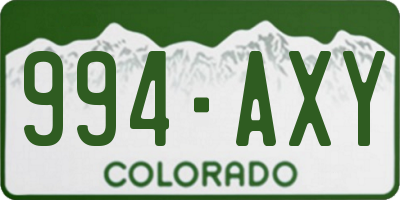 CO license plate 994AXY