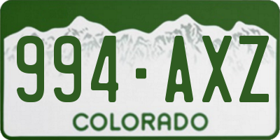 CO license plate 994AXZ