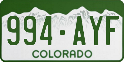 CO license plate 994AYF