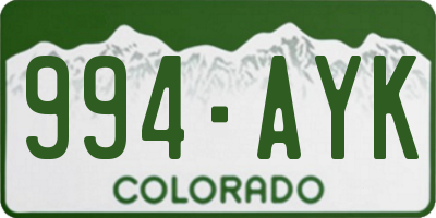 CO license plate 994AYK