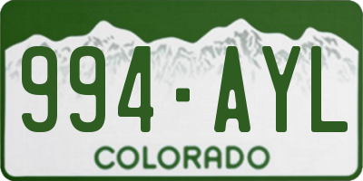 CO license plate 994AYL
