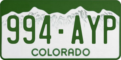 CO license plate 994AYP
