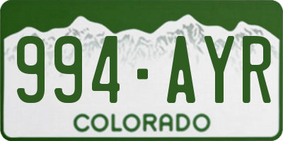 CO license plate 994AYR