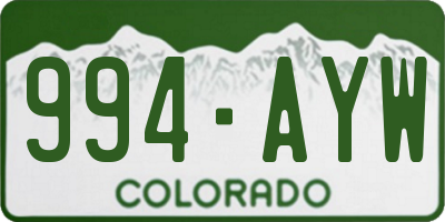 CO license plate 994AYW