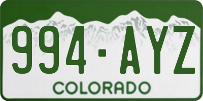 CO license plate 994AYZ