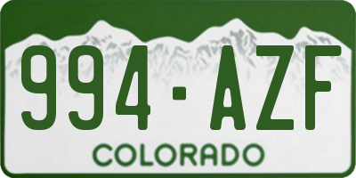 CO license plate 994AZF