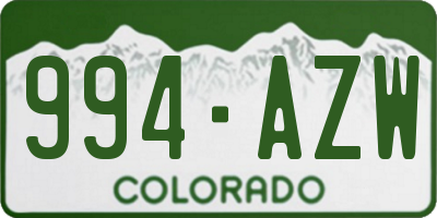 CO license plate 994AZW