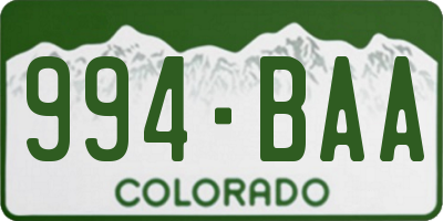 CO license plate 994BAA