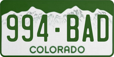 CO license plate 994BAD