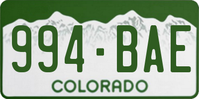 CO license plate 994BAE