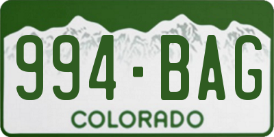 CO license plate 994BAG
