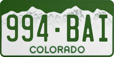 CO license plate 994BAI