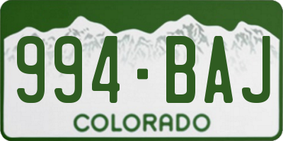 CO license plate 994BAJ