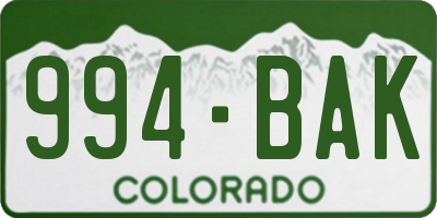 CO license plate 994BAK