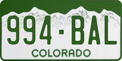 CO license plate 994BAL