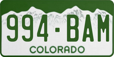 CO license plate 994BAM