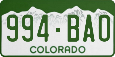 CO license plate 994BAO