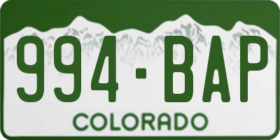 CO license plate 994BAP