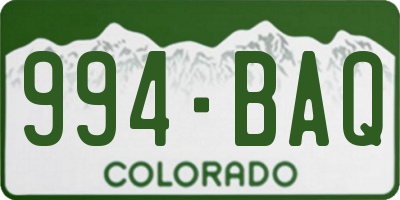CO license plate 994BAQ