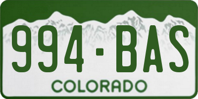 CO license plate 994BAS