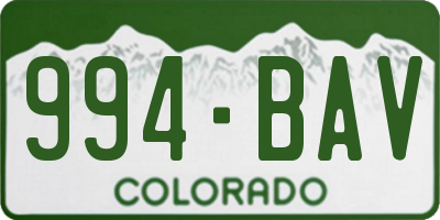CO license plate 994BAV