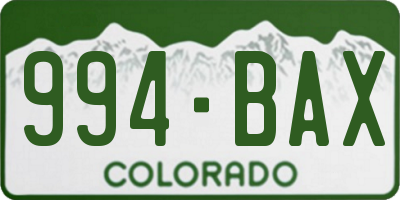 CO license plate 994BAX