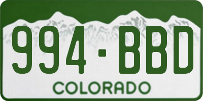 CO license plate 994BBD