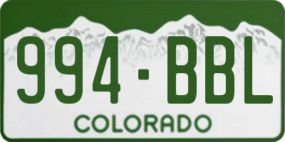 CO license plate 994BBL