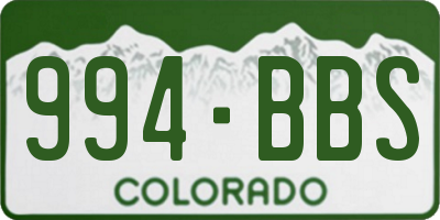 CO license plate 994BBS