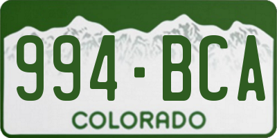 CO license plate 994BCA