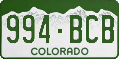 CO license plate 994BCB