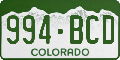 CO license plate 994BCD