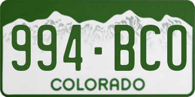 CO license plate 994BCO