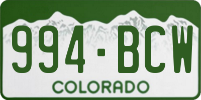 CO license plate 994BCW