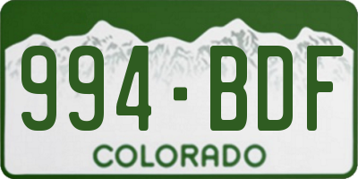 CO license plate 994BDF