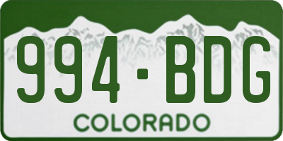 CO license plate 994BDG