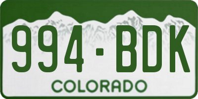 CO license plate 994BDK