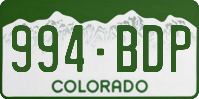 CO license plate 994BDP