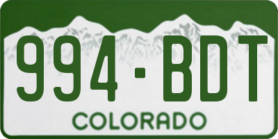 CO license plate 994BDT
