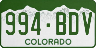 CO license plate 994BDV