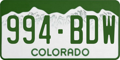 CO license plate 994BDW