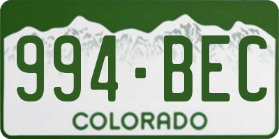 CO license plate 994BEC