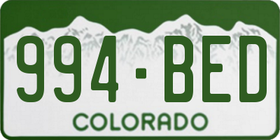CO license plate 994BED