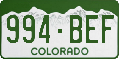 CO license plate 994BEF